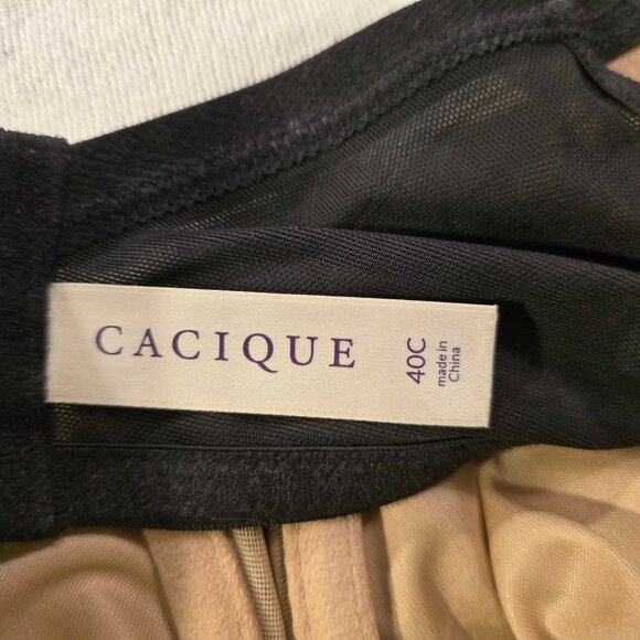 Cacique 40C Black Sheer Floral Modern Lace Bra UL FC GUC SO Pretty Nude - Picture 9 of 11